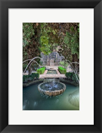 Framed Spain, Granada A Fountain in the gardens of the Alhambra Palace Print