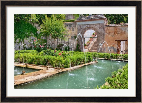 Framed Generalife gardens, Alhambra grounds, Granada, Spain Print