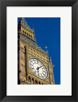 Framed Big Ben Clock Tower on Parliament Building in London, England Print