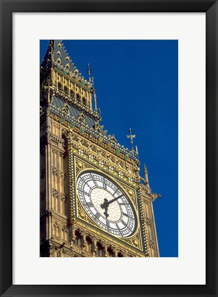 Framed Big Ben Clock Tower on Parliament Building in London, England Print