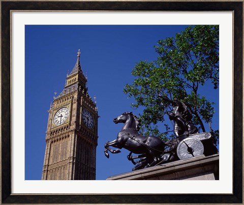 Framed Big Ben and Statue of Boadicea, London, England Print