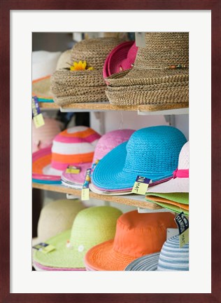 Framed Hats for Sale, Kokkari, Samos, Aegean Islands, Greece Print