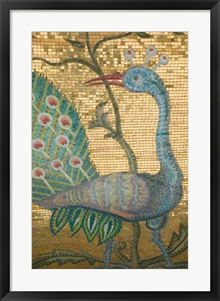 Framed Peacock Mosaic, Eleftherotria Monastery, Macherado, Zakynthos, Ionian Islands, Greece Print