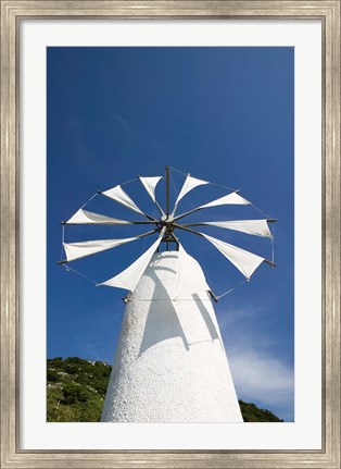 Framed Greece, Crete, Iraklio, Ano Kera, Cretan Windmill Print