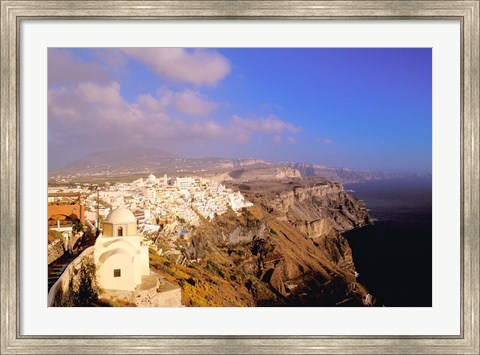 Framed Late Afternoon View of Town, Thira, Santorini, Cyclades Islands, Greece Print