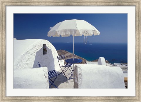 Framed Terrace Overlooking Aegean Sea, Anafi, Cyclades Islands, Greece Print