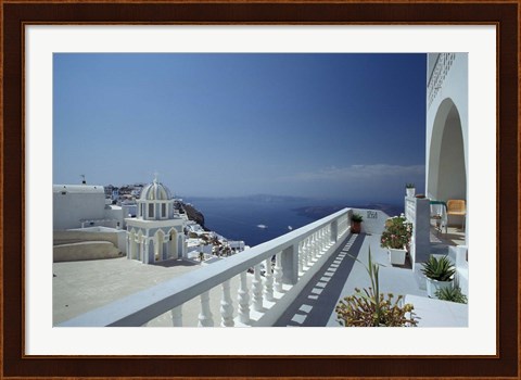 Framed Thira and the Caldera, Santorini, Cyclades Islands, Greece Print