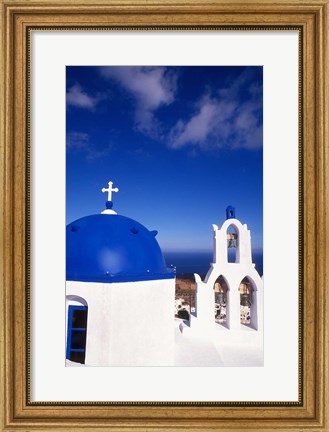 Framed White Orthodox Church of Oia Santorini, Greece Print