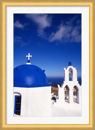 Framed White Orthodox Church of Oia Santorini, Greece Print