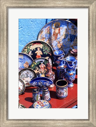 Framed Artwork and Plates of Artists, Athens, Greece Print