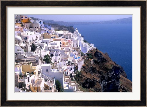Framed Mountains with Cliffside White Buildings in Santorini, Greece Print