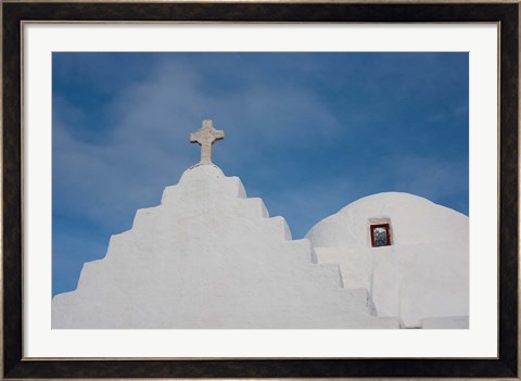 Framed Greece, Cyclades, Mykonos, Hora Typical church rooftop Print