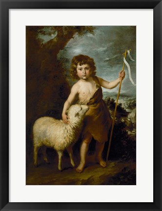 Framed Young John the Baptist with the Lamb Print