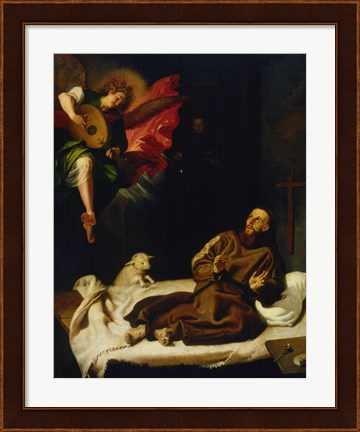Framed Saint Francis Vision of a Musical Angel Print