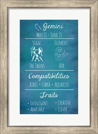 Framed Gemini Zodiac Sign Print