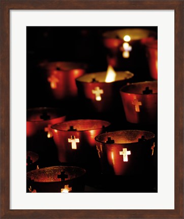 Framed Lighted Candles Print
