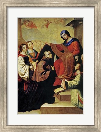 Framed Descent of Virgin Mary to Reward the Writing of Saint Ildefonso of Toledo Print