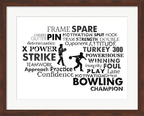 Framed Bowling Text Print