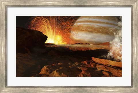 Framed scene on Jupiter&#39;s moon, Io, the most volcanic body in the solar system Print