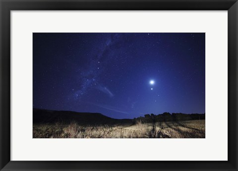 Framed Moon, Venus, Mars and Spica in a Quadruple Conjunction Print