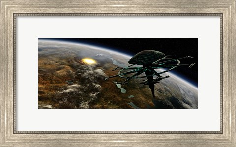 Framed Terrestrial Planet that has been hit by an Asteroid Print