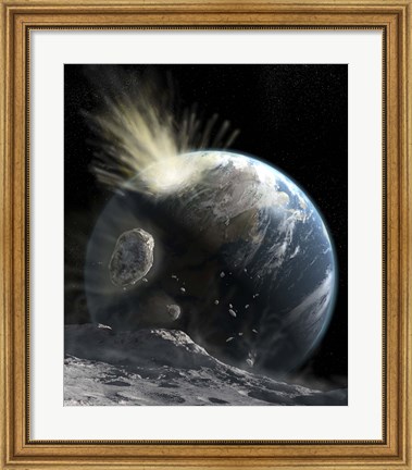 Framed catastrophic Comet impact on Earth Print