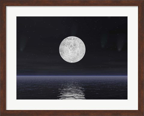 Framed Stars and Comets over the Ocean Print