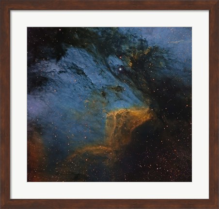 Framed Pelican Nebula, an H II region in the Constellation Cygnus Print