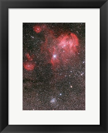 Framed Bat Nebula (IC 2948) and open star cluster NGC 3766, the Pearl Cluster Print