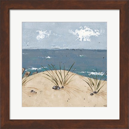 Framed Beach Scene Triptych III Print