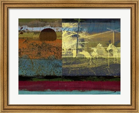 Framed Horse &amp; Hay Collage Print