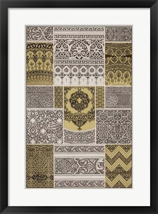Framed Ornament in Gold &amp; Silver II Print