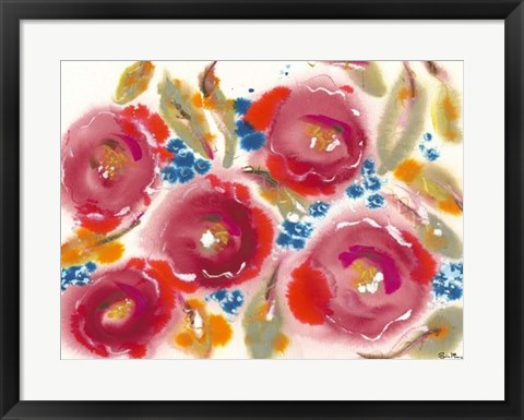 Framed Bed of Roses III Print