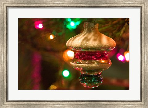 Framed Christmas Tree Ornaments Print