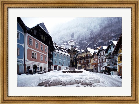 Framed Austria Town Center in Winter Print