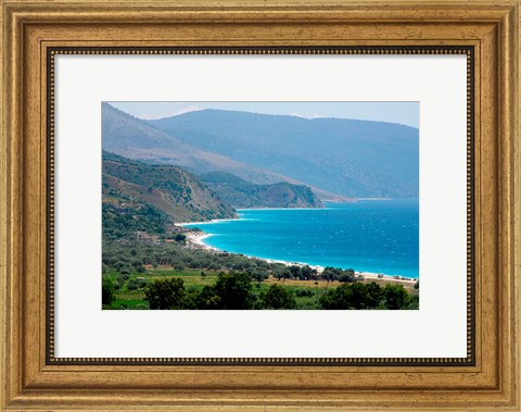 Framed Ionian Sea and Borsh Beach Print