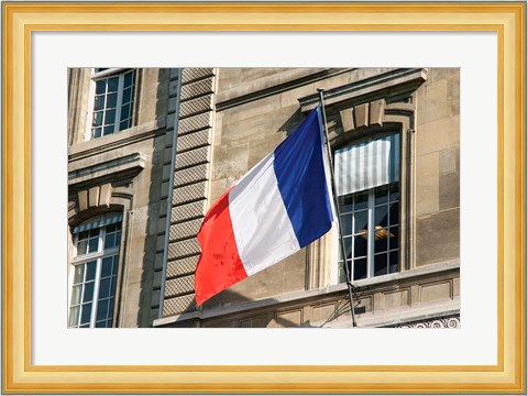 Framed French Flag Facade of Justice Palace Paris, France Print