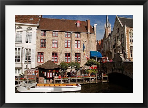 Framed Canal Cafe, Bruges, Belgium Print