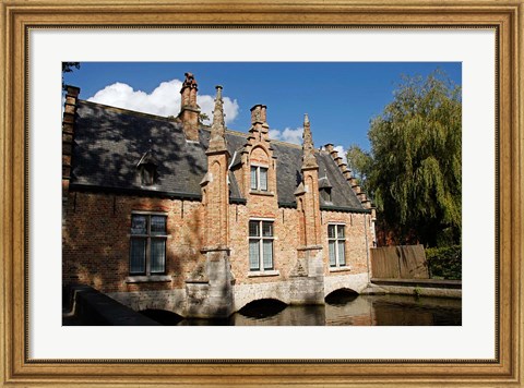 Framed Canal Building, Bruges, Belgium Print
