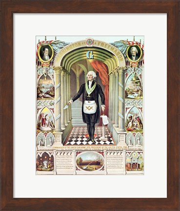 Framed George Washington as a Freemason Print