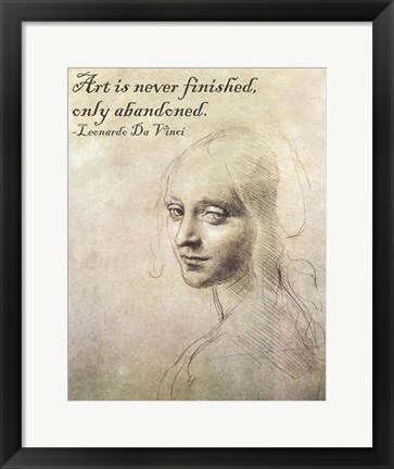 Framed Art is Never Finished -Da Vinci Quote Print