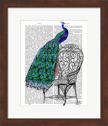 Framed Peacock on Chair Print