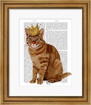Framed Ginger Cat with Crown Full Print