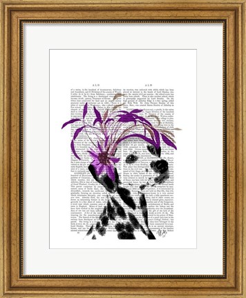 Framed Dalmatian With Purple Fascinator Print