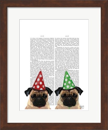 Framed Party Pugs Pair Print