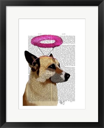 Framed German Shepherd With Pink Halo Print