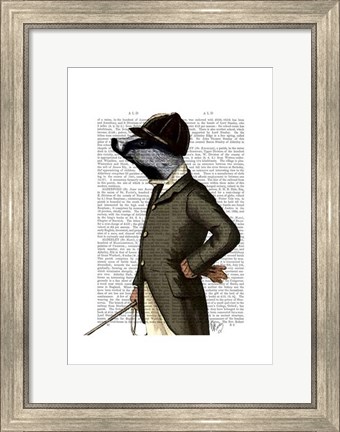Framed Badger The Rider Portrait Print