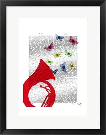 Framed Tuba with Butterflies Print
