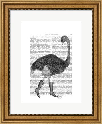 Framed Ostrich In Boots Print