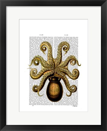 Framed Vintage Yellow Octopus Underside Print